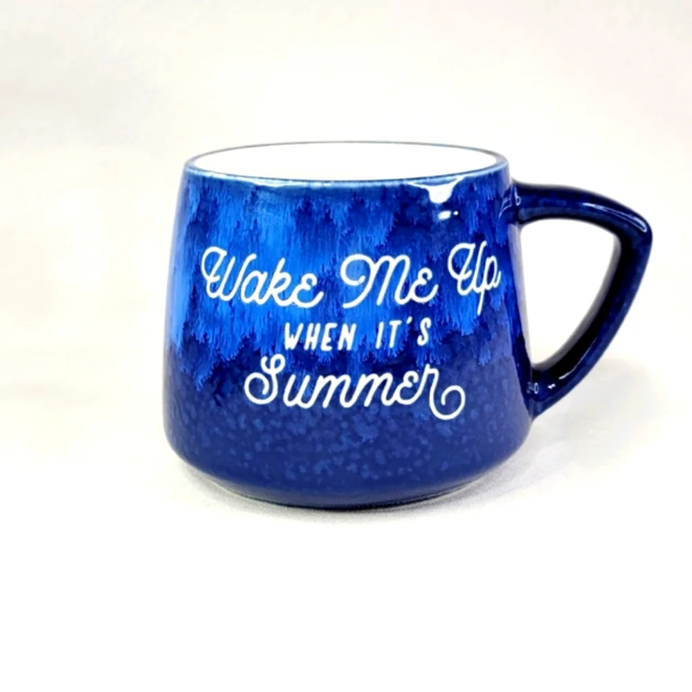 Wake Me Up When It's Summer Reactive Glaze Coffee Cup Mug Teacup - Picture 1 of 7